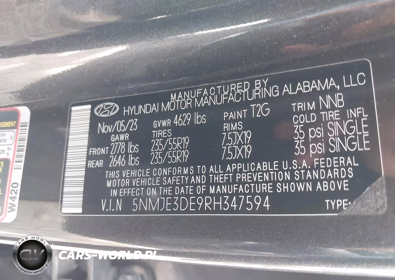 2024 Hyundai Tucson Limited VIN:5NMJE3DE9RH347594 - 9