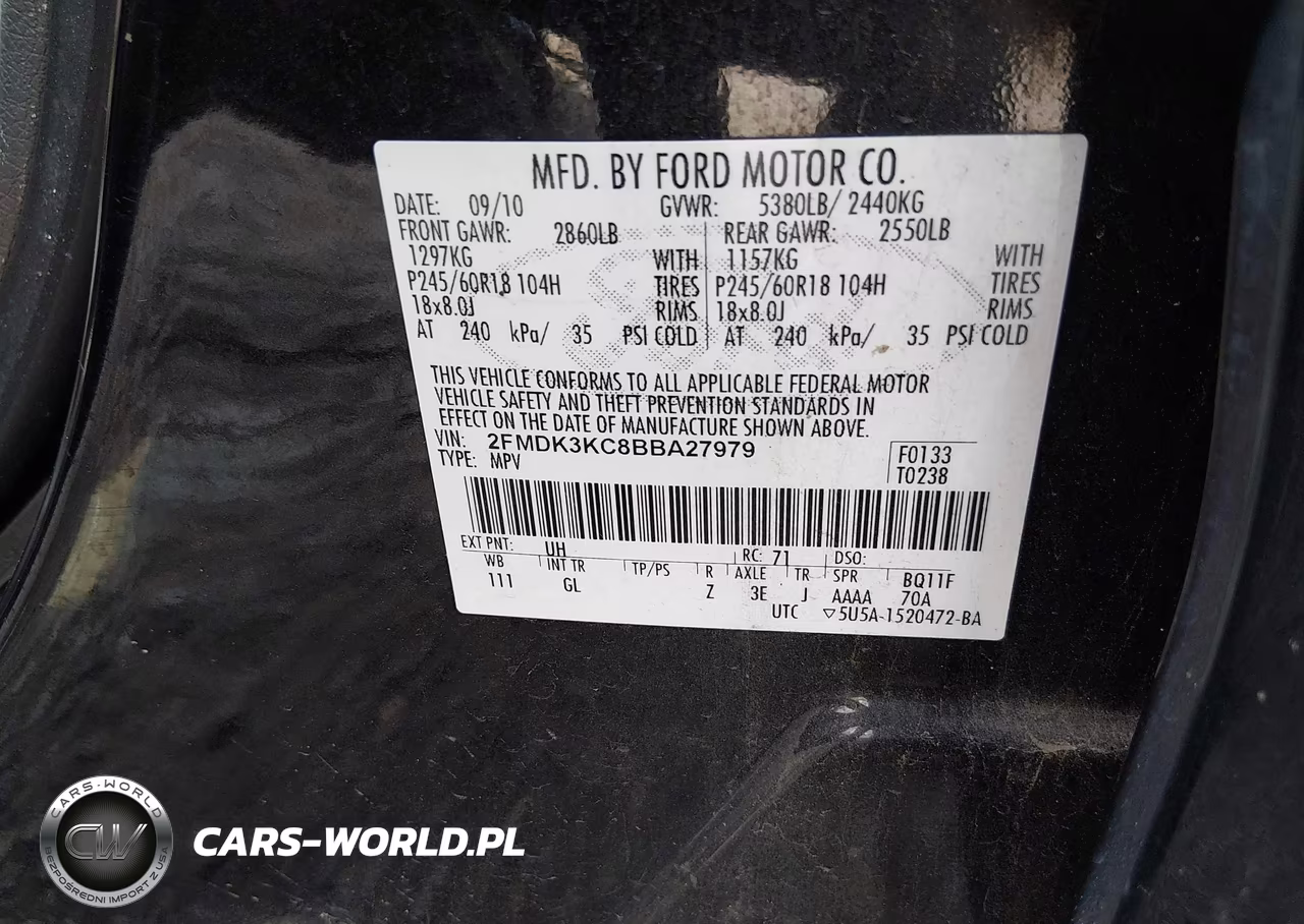 2011 Ford Edge Limited VIN:2FMDK3KC8BBA27979 - 9