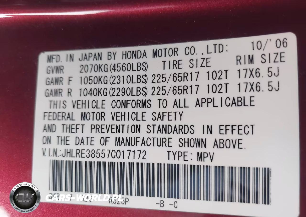 2007 Honda Cr-V Ex VIN:JHLRE38557C017172 - 9