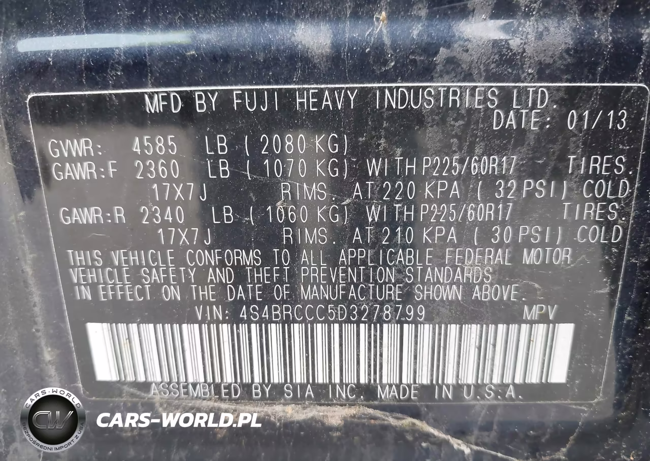 2013 Subaru Outback 2.5I Premium VIN:4S4BRCCC5D3278799 - 9