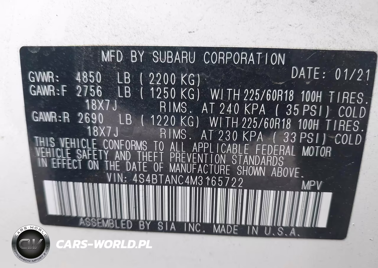 2021 Subaru Outback Limited VIN:4S4BTANC4M3165722 - 9