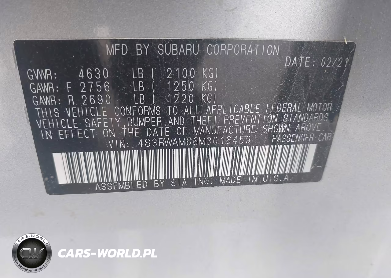2021 Subaru Legacy Limited VIN:4S3BWAM66M3016459 - 9