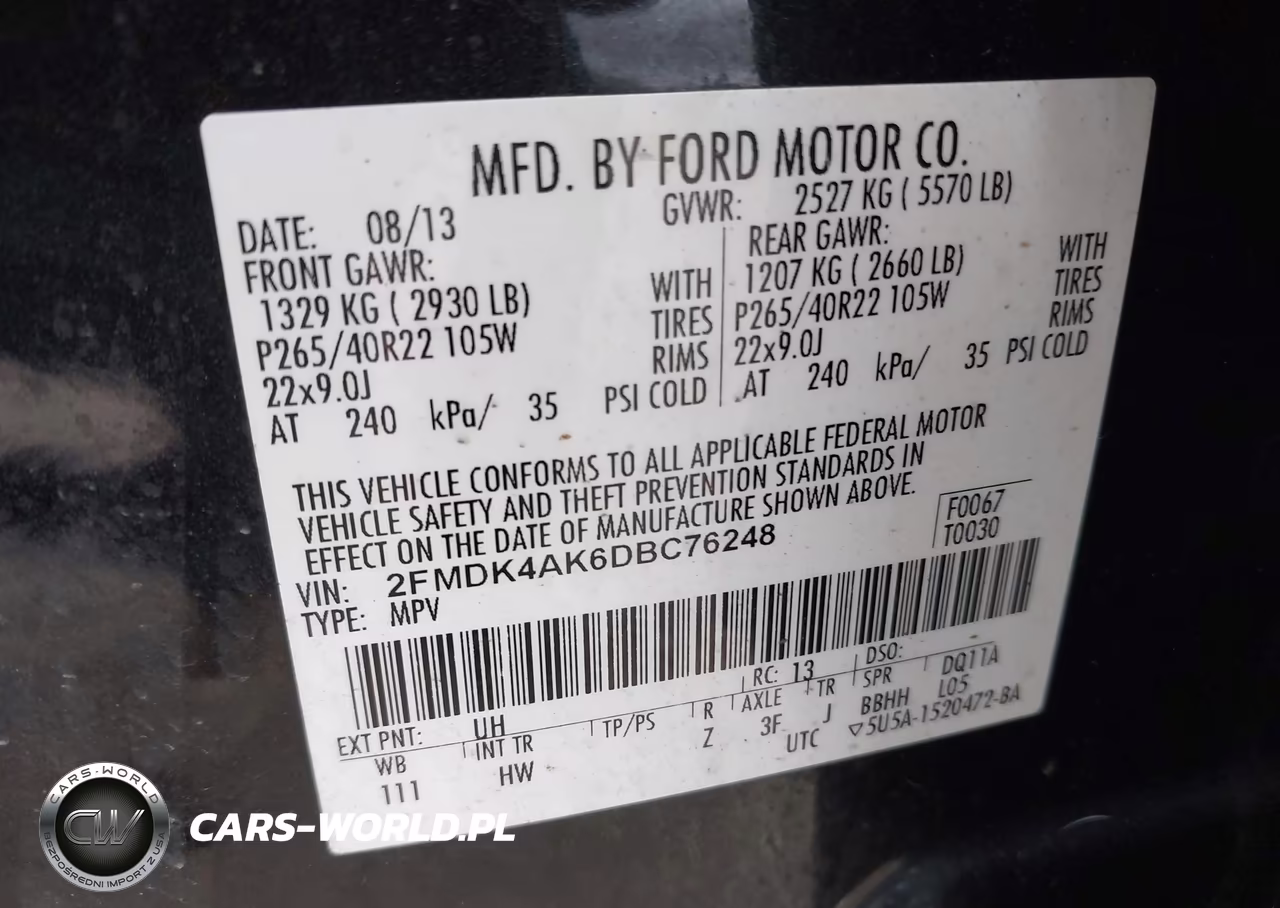 2013 Ford Edge Sport VIN:2FMDK4AK6DBC76248 - 9