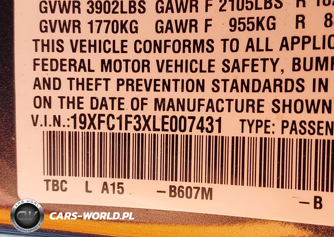 2020 Honda Civic Ex VIN:19XFC1F3XLE007431 - 9