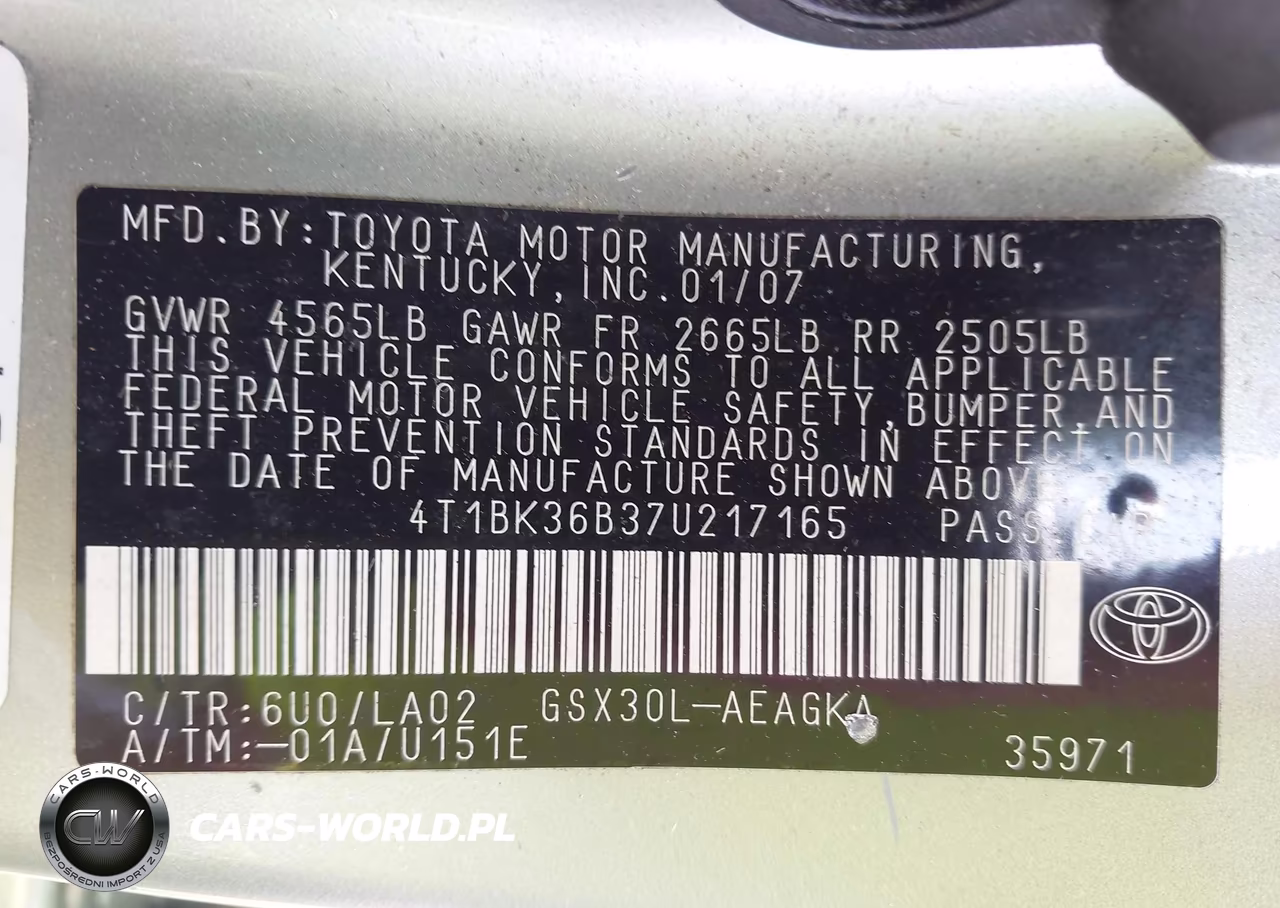 2007 Toyota Avalon Xls VIN:4T1BK36B37U217165 - 9