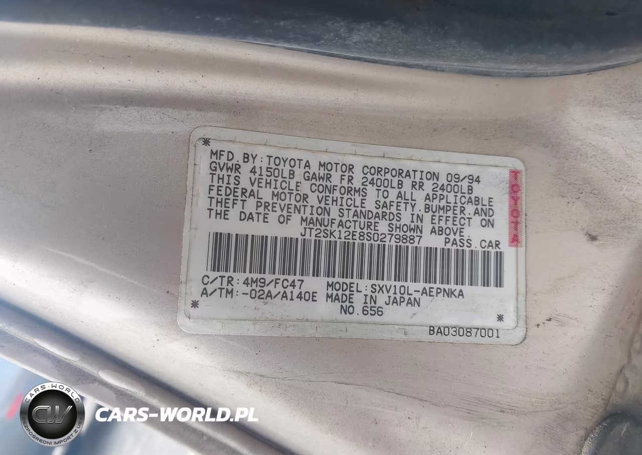 1995 Toyota Camry VIN:JT2SK12E8S0279887 - 9