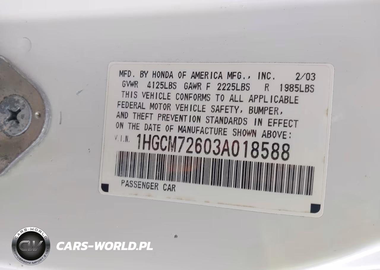 2003 Honda Accord 2.4 Ex VIN:1HGCM72603A018588 - 9