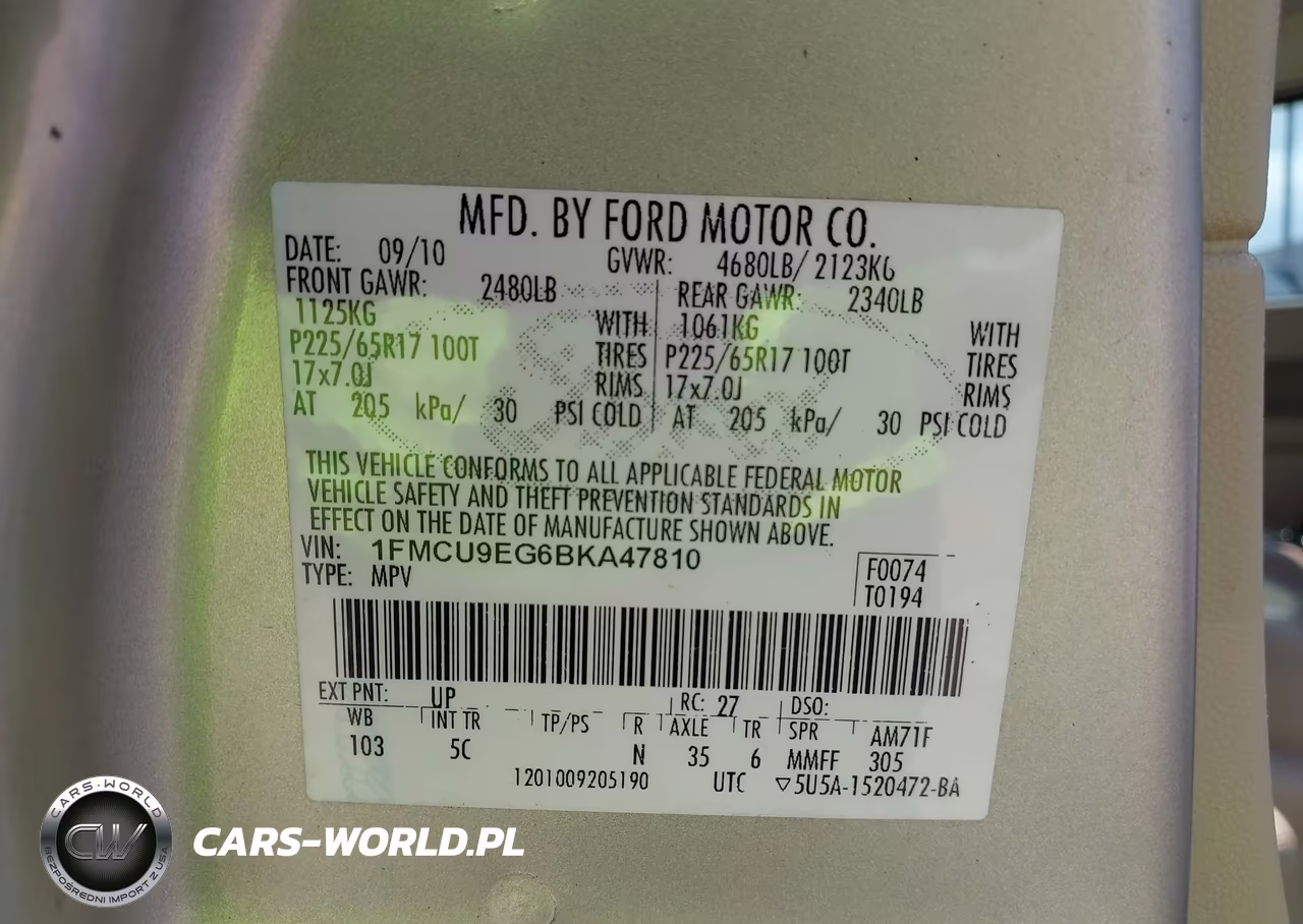 2011 Ford Escape Limited VIN:1FMCU9EG6BKA47810 - 9