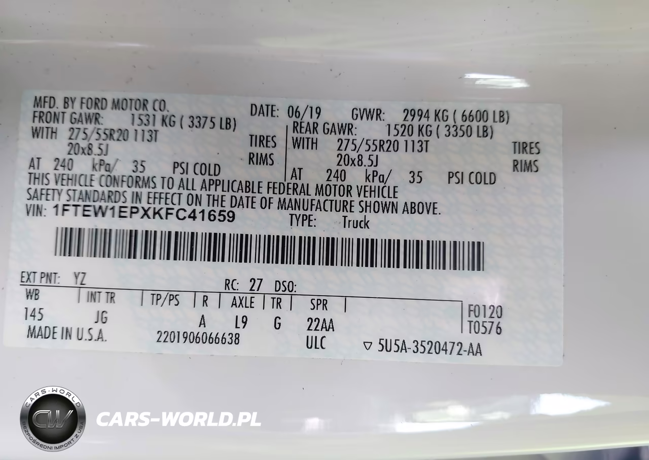 2019 Ford F-150 Xl VIN:1FTEW1EPXKFC41659 - 9