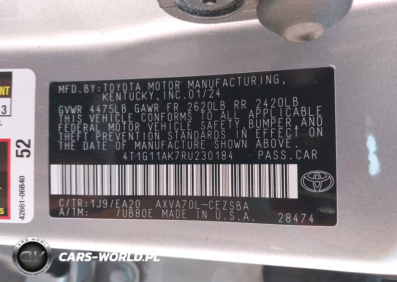 2024 Toyota Camry Se VIN:4T1G11AK7RU230184 - 9