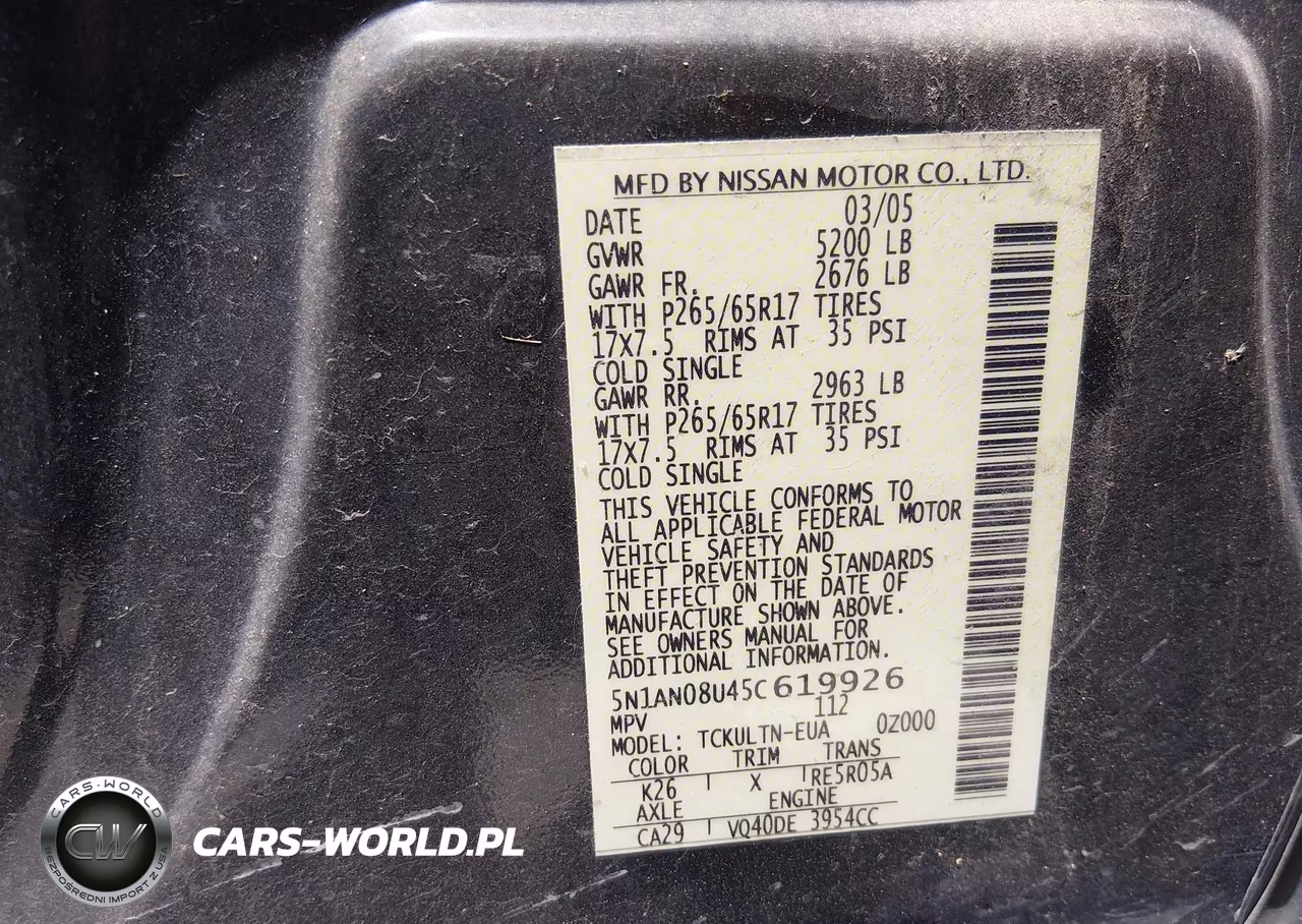 2005 Nissan Xterra Se VIN:5N1AN08U45C619926 - 9