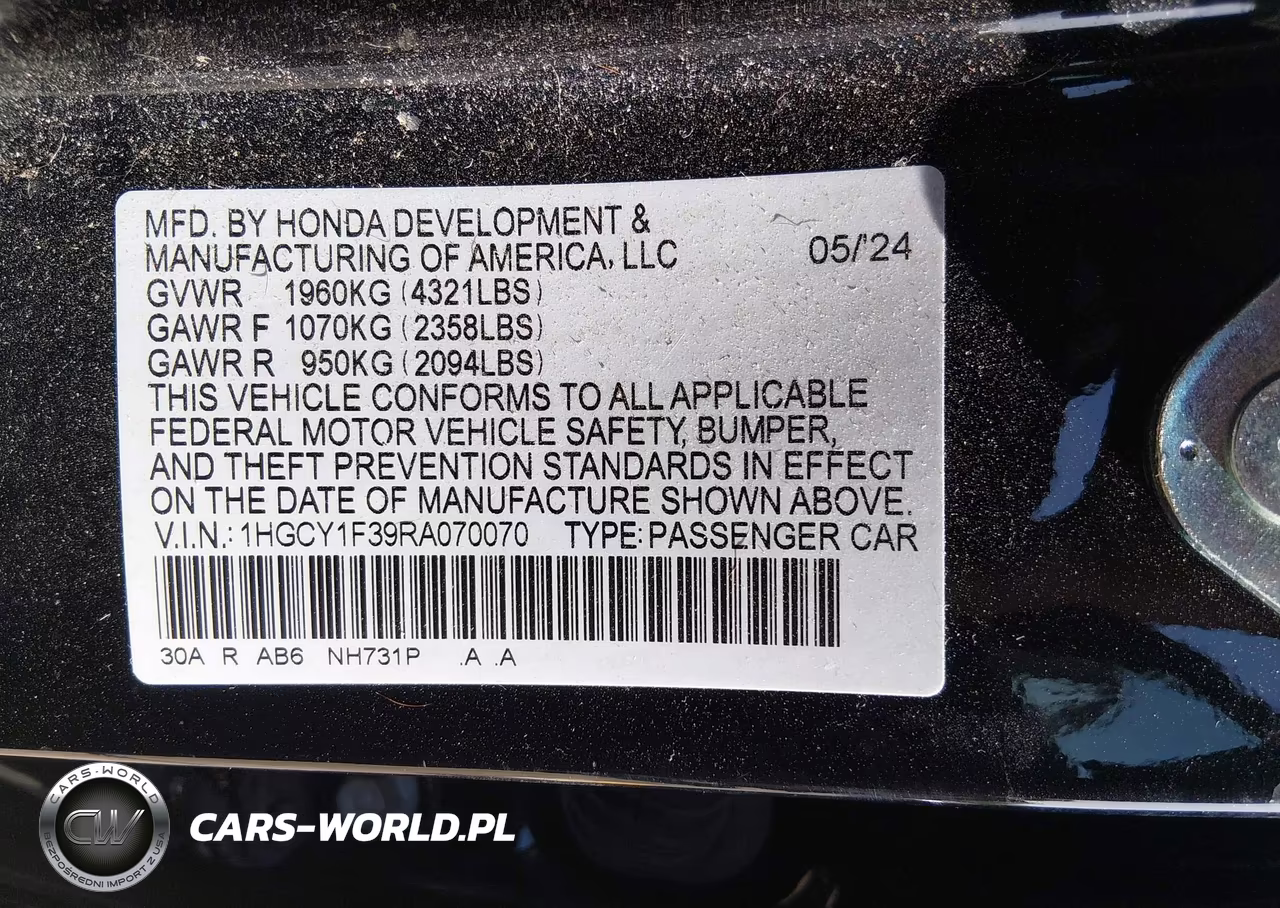 2024 Honda Accord Ex VIN:1HGCY1F39RA070070 - 9