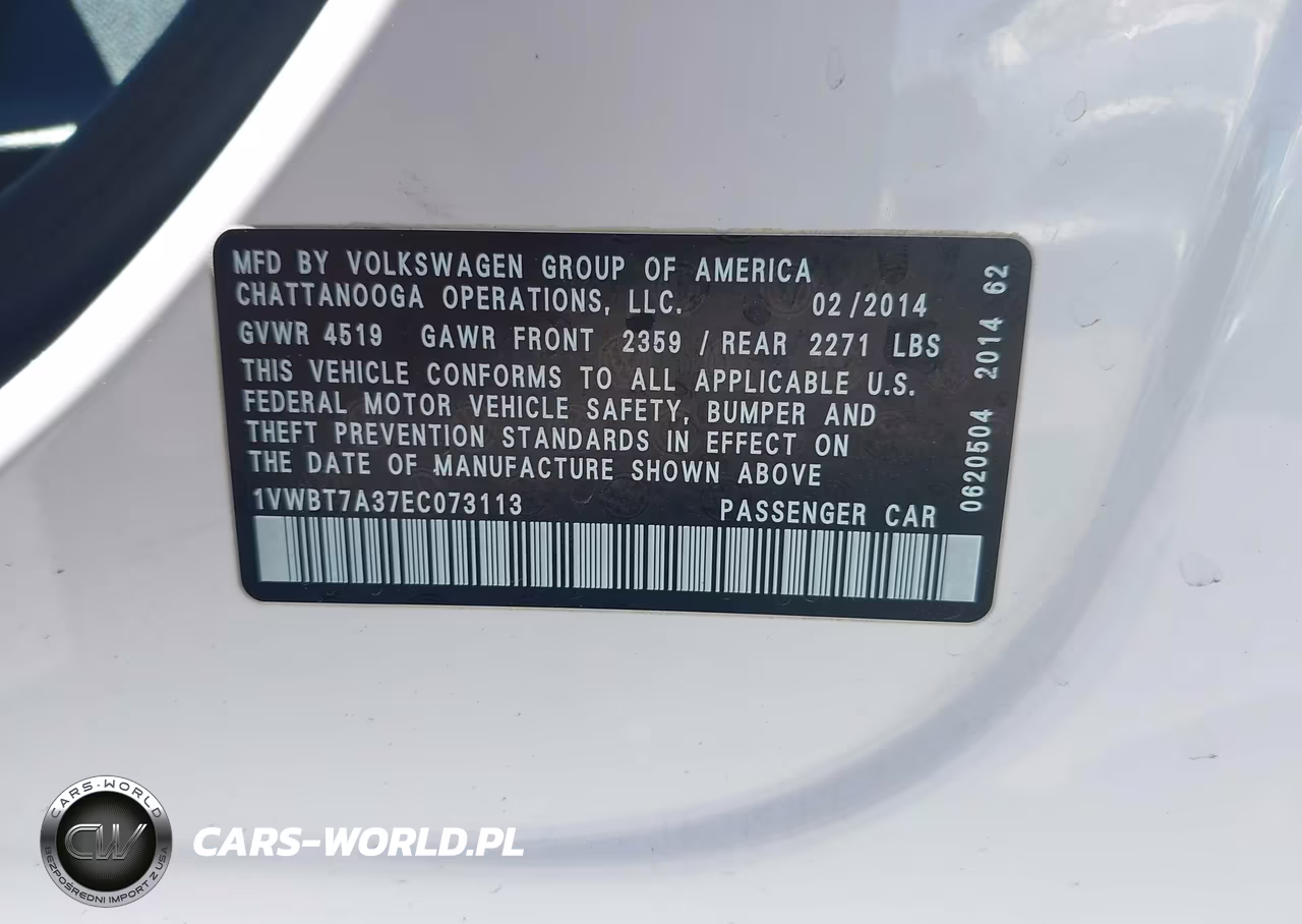 2014 Volkswagen Passat 1.8T Se VIN:1VWBT7A37EC073113 - 9