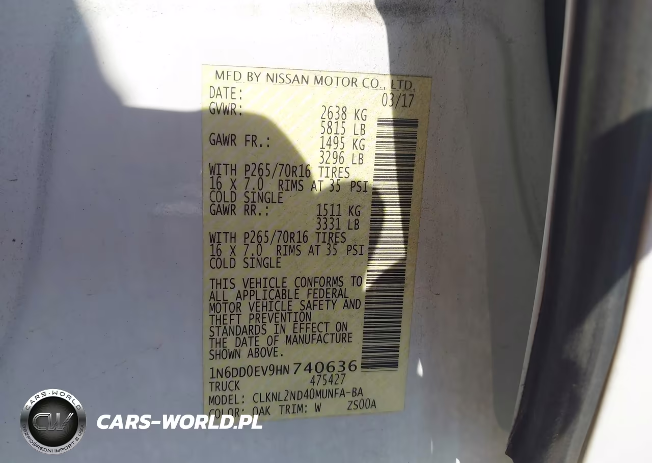 2017 Nissan Frontier Sv VIN:1N6DD0EV9HN740636 - 9