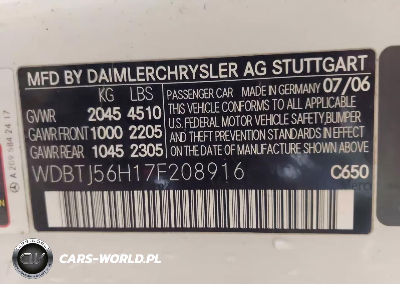 2007 Mercedes-Benz Clk 350 VIN:WDBTJ56H17F208916 - 9