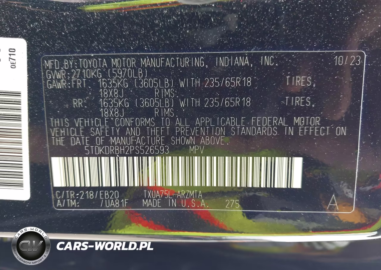 2023 Toyota Highlander Xle VIN:5TDKDRBH2PS526593 - 9