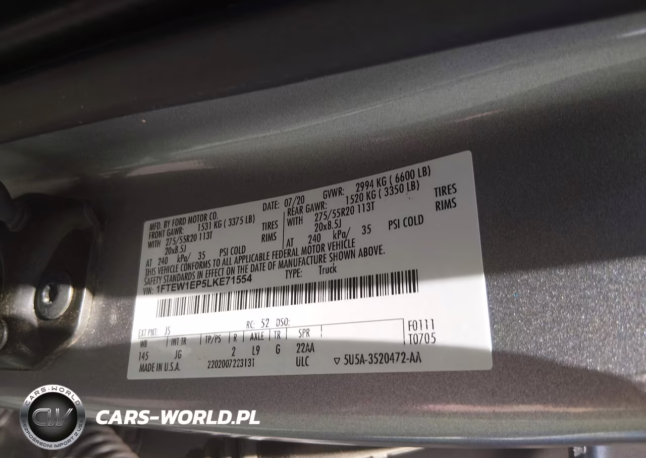 2020 Ford F-150 Xl VIN:1FTEW1EP5LKE71554 - 9