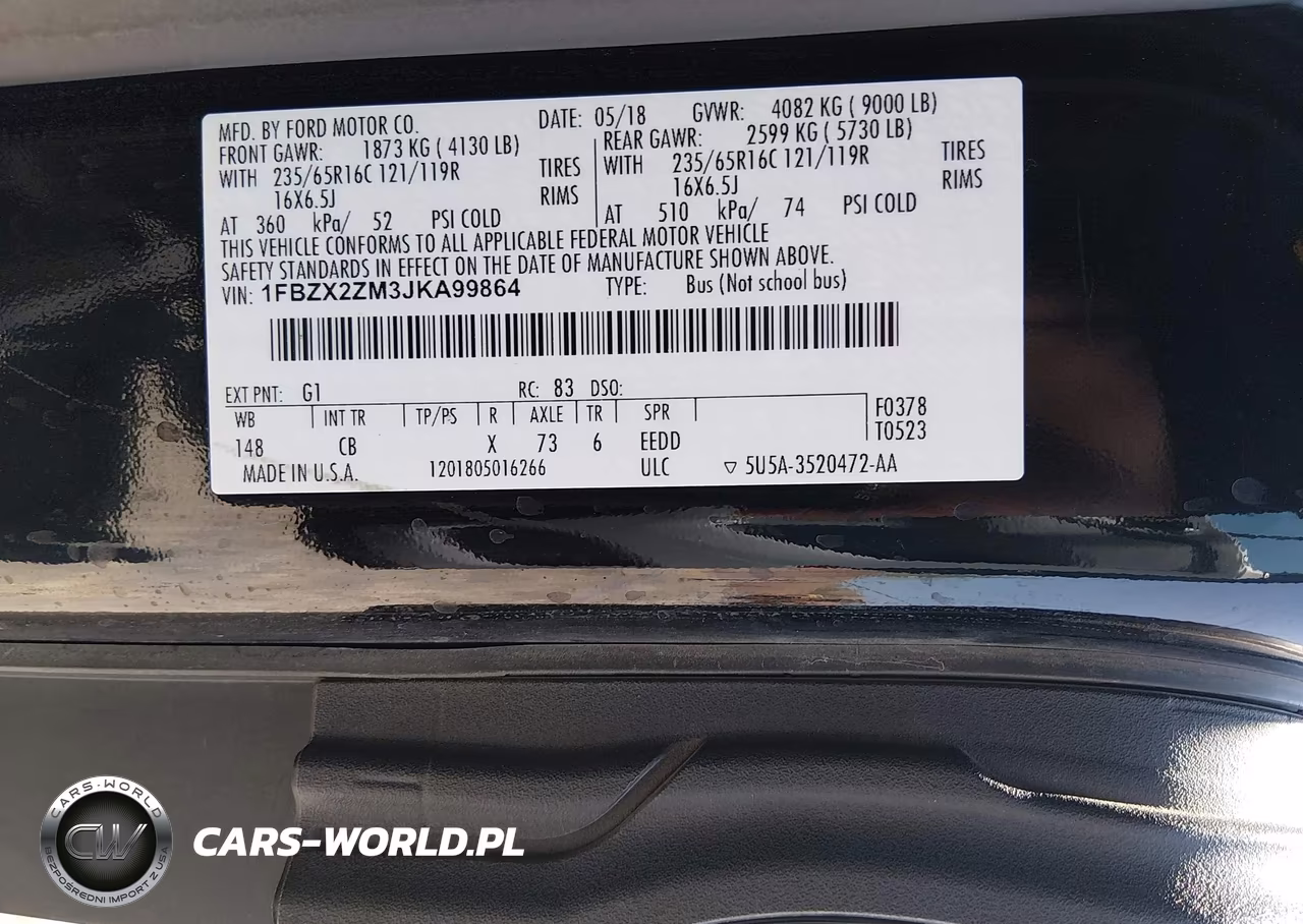 2018 Ford Transit-350 Xl-Xlt VIN:1FBZX2ZM3JKA99864 - 9