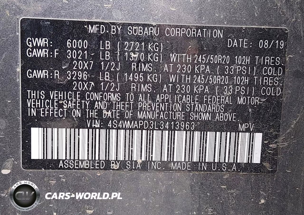2020 Subaru Ascent Limited VIN:4S4WMAPD3L3413963 - 9