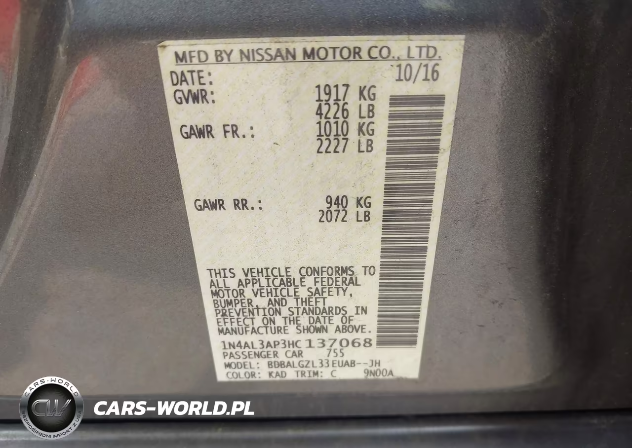 2017 Nissan Altima 2.5 S VIN:1N4AL3AP3HC137068 - 9