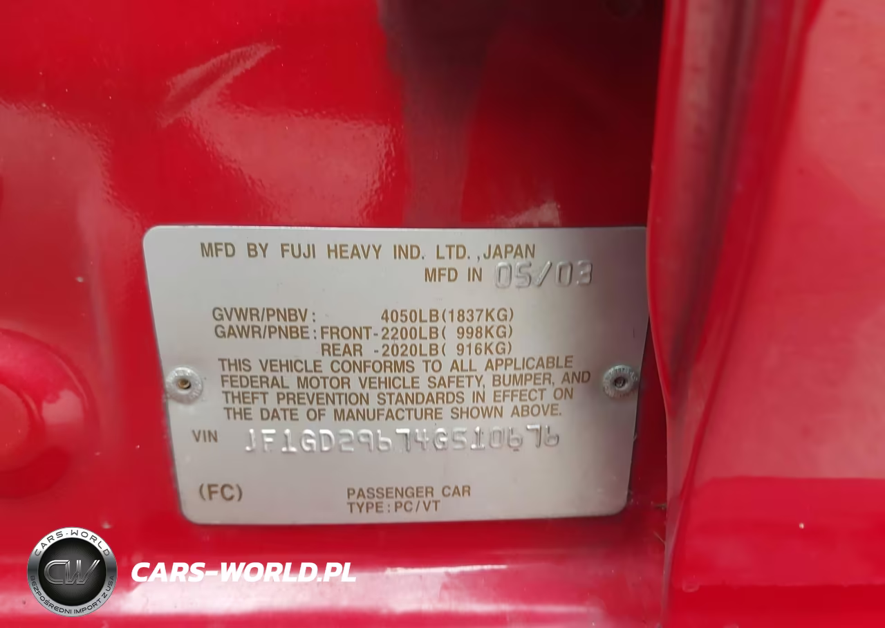 2004 Subaru Impreza Wrx VIN:JF1GD29674G510676 - 9