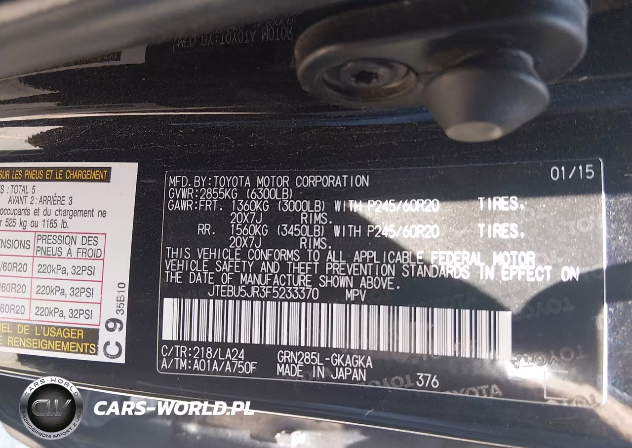 2015 Toyota 4Runner Limited VIN:JTEBU5JR3F5233370 - 9