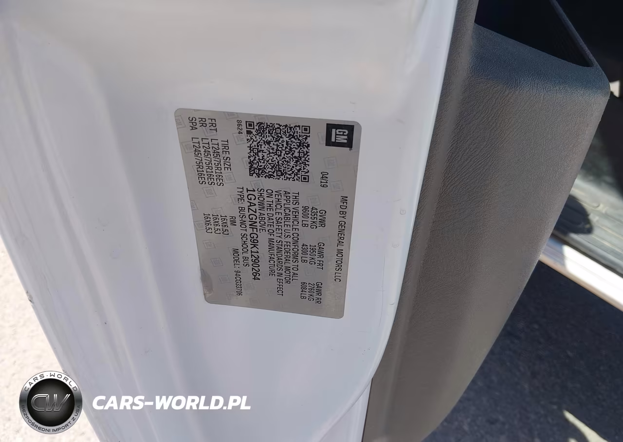 2019 Chevrolet Express 3500 Ls VIN:1GAZGNFG9K1290264 - 9