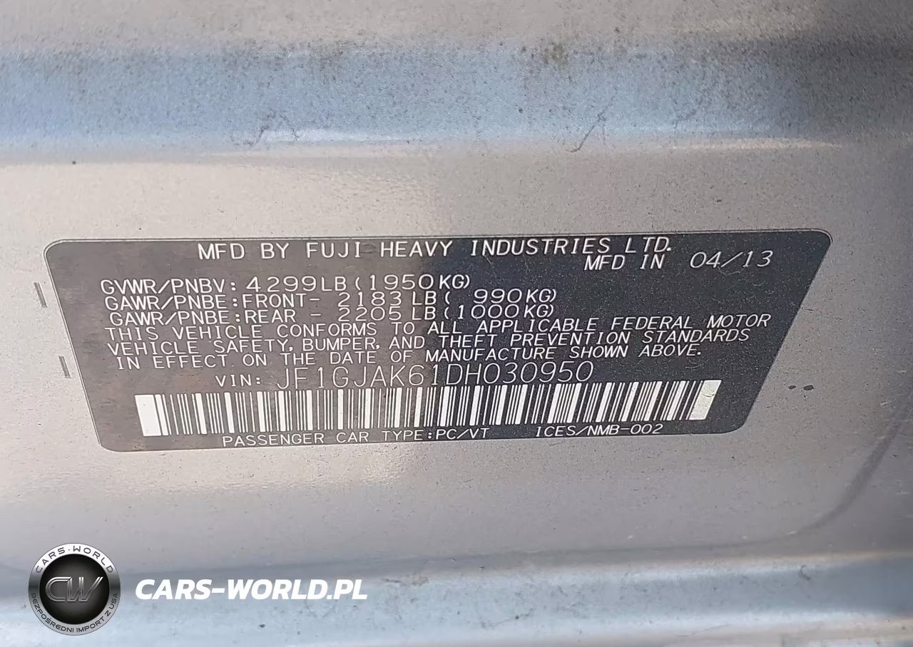 2013 Subaru Impreza 2.0I Limited VIN:JF1GJAK61DH030950 - 9