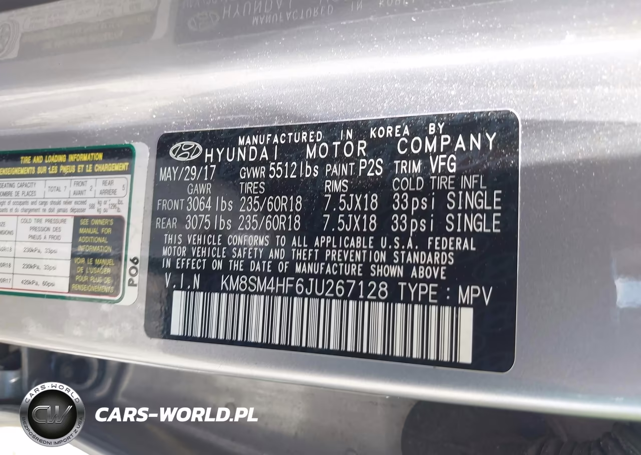2018 Hyundai Santa Fe Se VIN:KM8SM4HF6JU267128 - 9