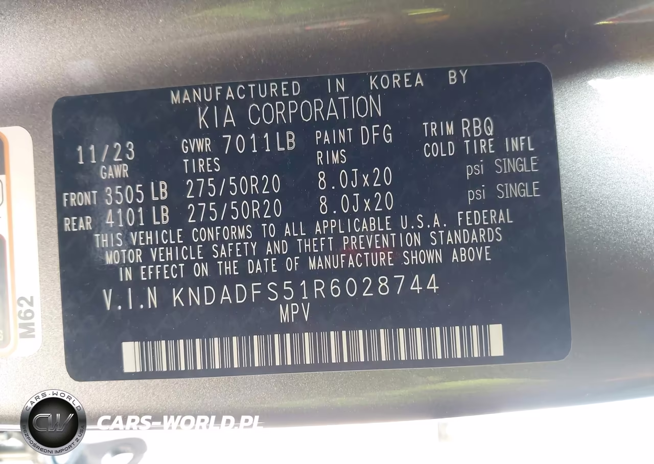 2024 Kia Ev9 Land VIN:KNDADFS51R6028744 - 9