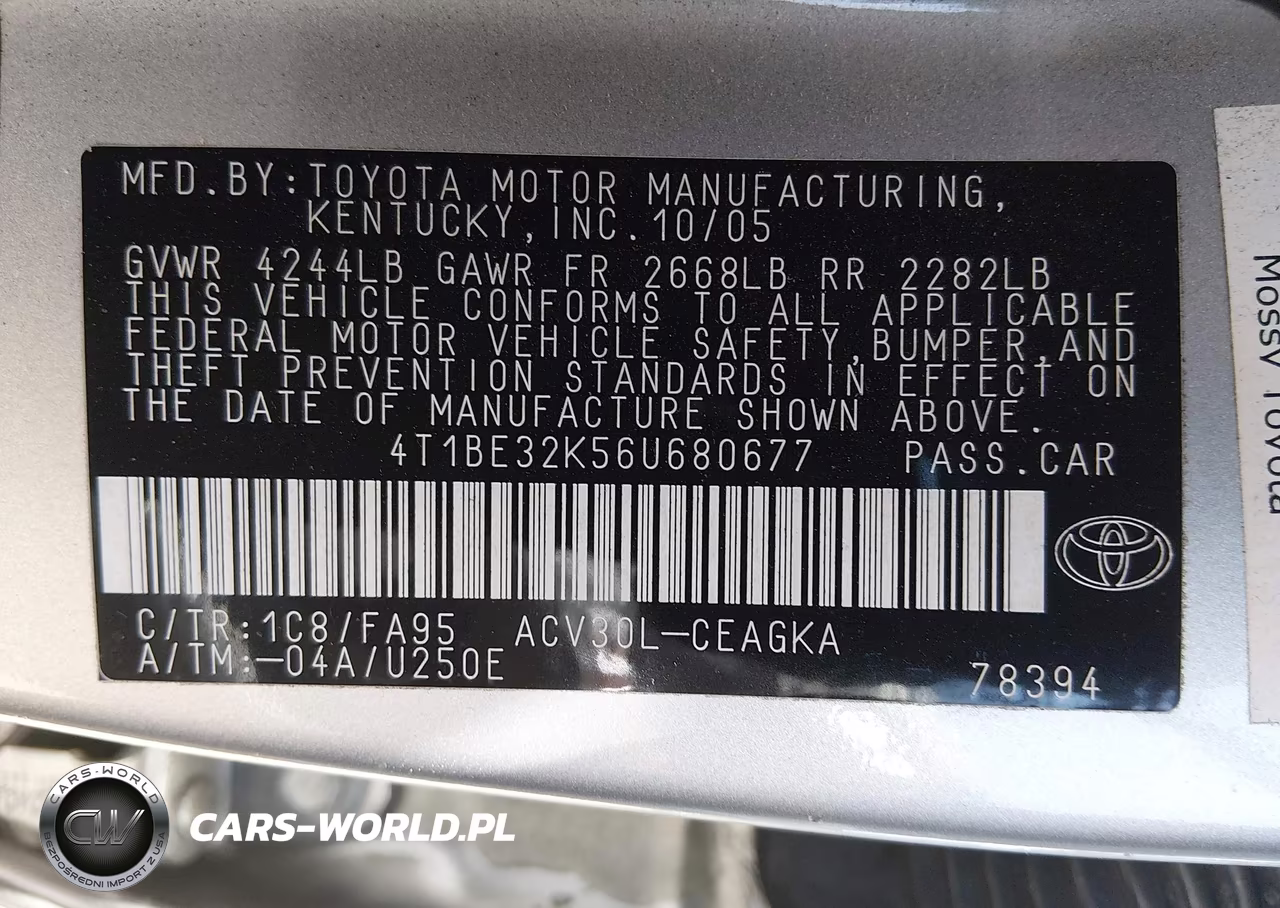 2006 Toyota Camry Xle VIN:4T1BE32K56U680677 - 9
