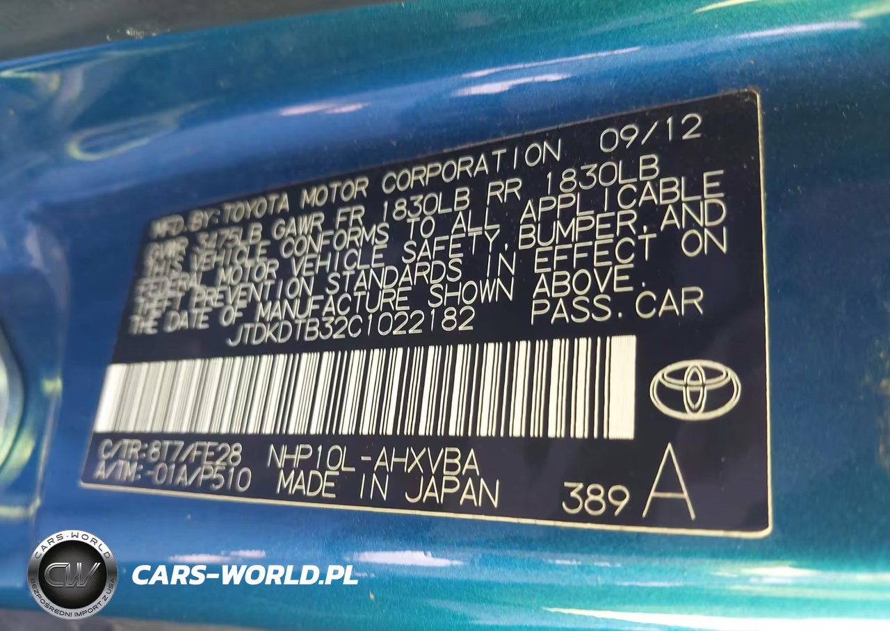 2012 Toyota Prius C One VIN:JTDKDTB32C1022182 - 9