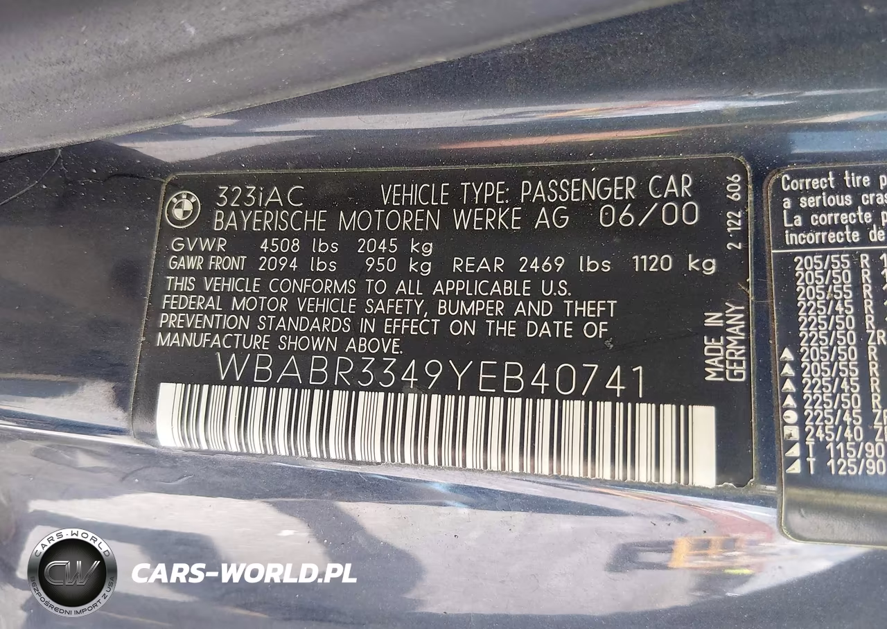 2000 BMW 323Ci VIN:WBABR3349YEB40741 - 9