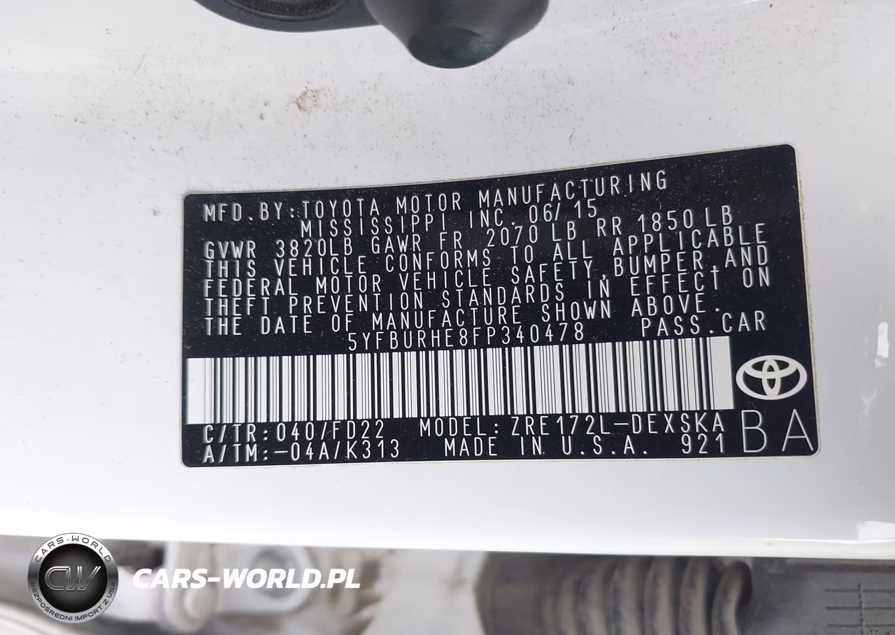 2015 Toyota Corolla S Plus VIN:5YFBURHE8FP340478 - 9