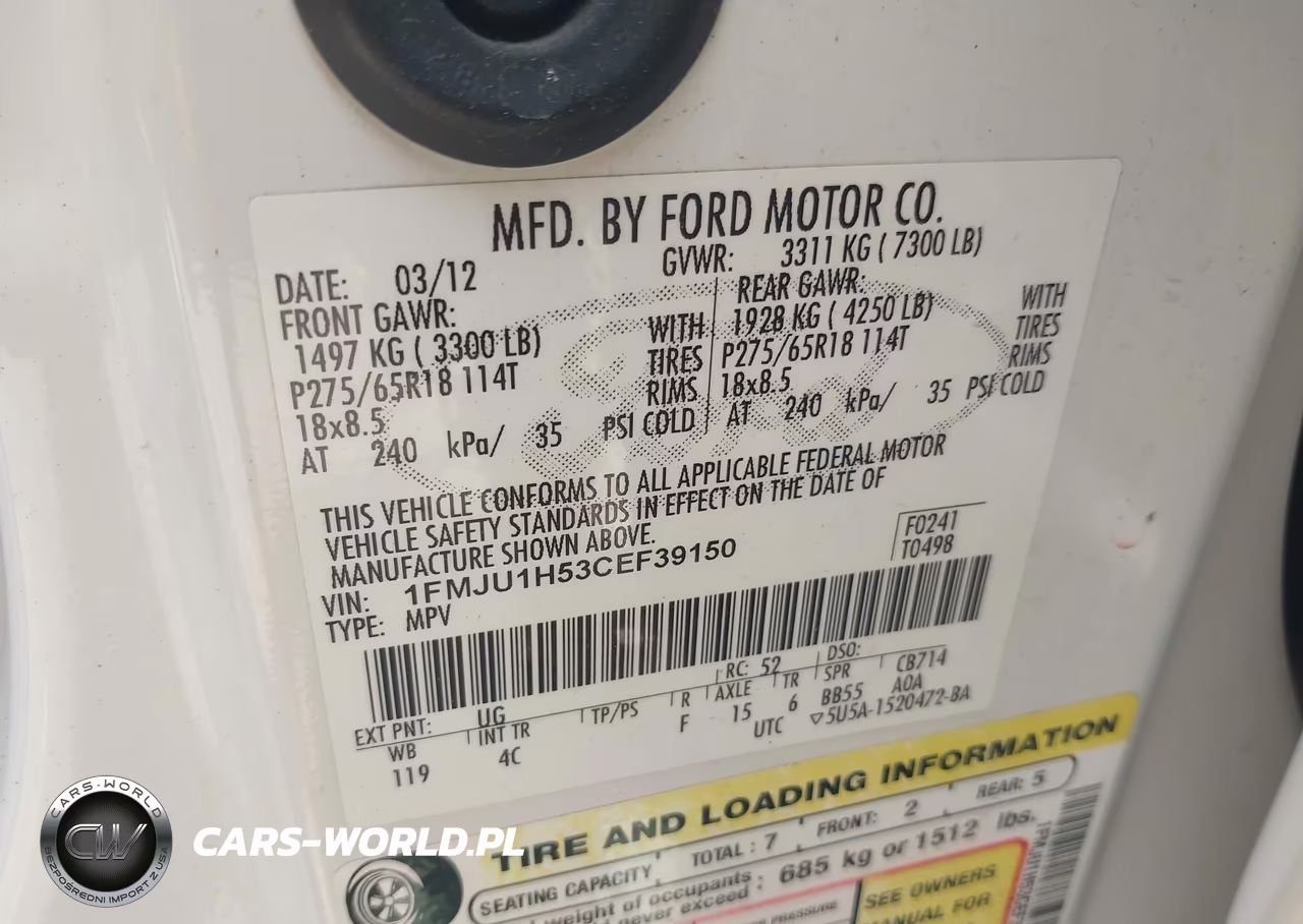 2012 Ford Expedition Xlt VIN:1FMJU1H53CEF39150 - 9