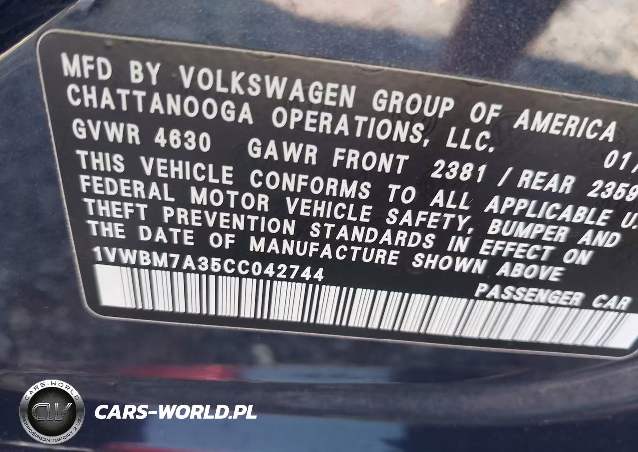 2012 Volkswagen Passat 3.6L V6 Se VIN:1VWBM7A35CC042744 - 9