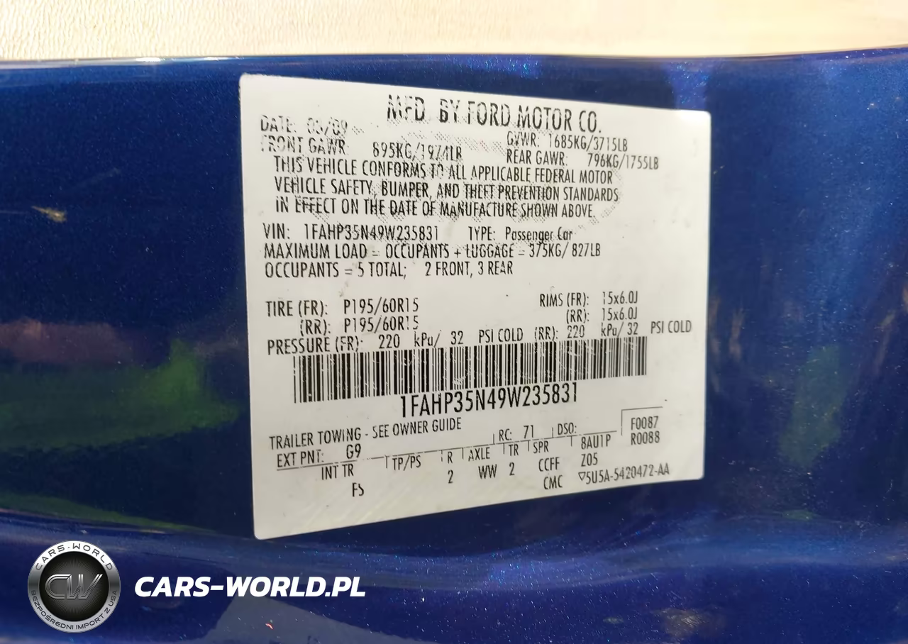 2009 Ford Focus Se VIN:1FAHP35N49W235831 - 9