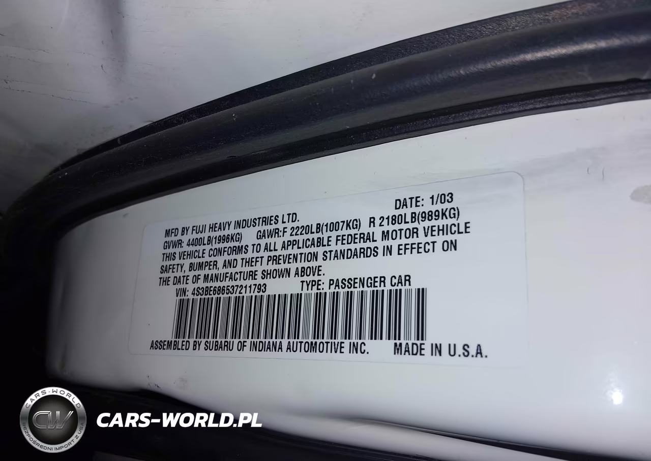 2003 Subaru Outback Limited VIN:4S3BE686537211793 - 9