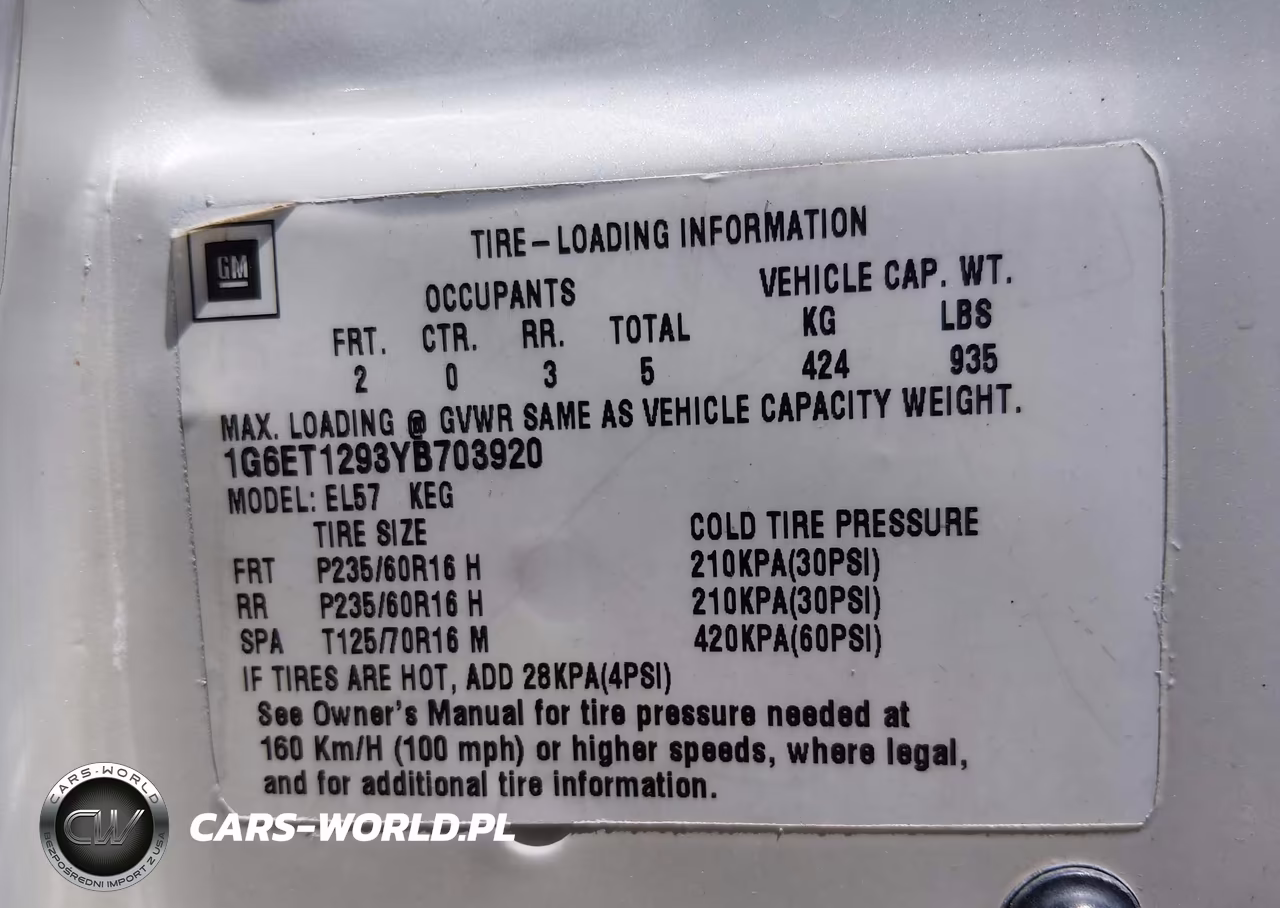 2000 Cadillac Eldorado Etc VIN:1G6ET1293YB703920 - 9