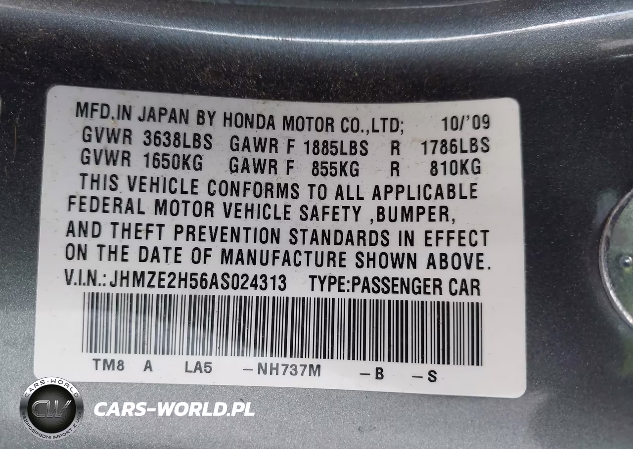 2010 Honda Insight Lx VIN:JHMZE2H56AS024313 - 9