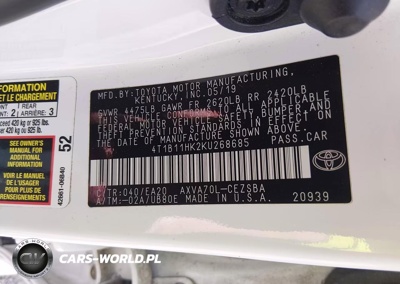 2019 Toyota Camry Se VIN:4T1B11HK2KU268685 - 9