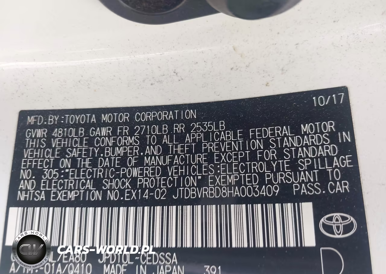 2017 Toyota Mirai VIN:JTDBVRBD8HA003409 - 9