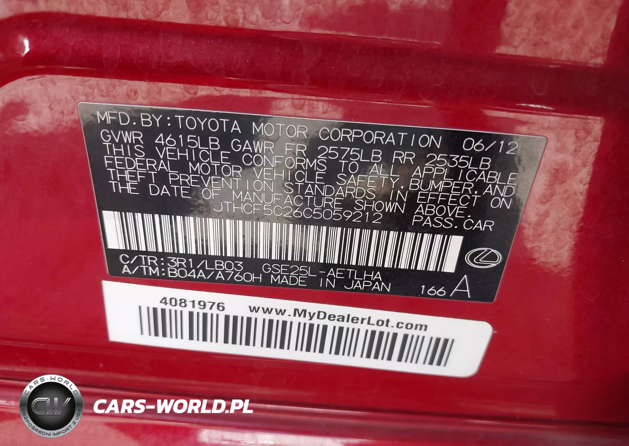 2012 Lexus Is 250 VIN:JTHCF5C26C5059212 - 9