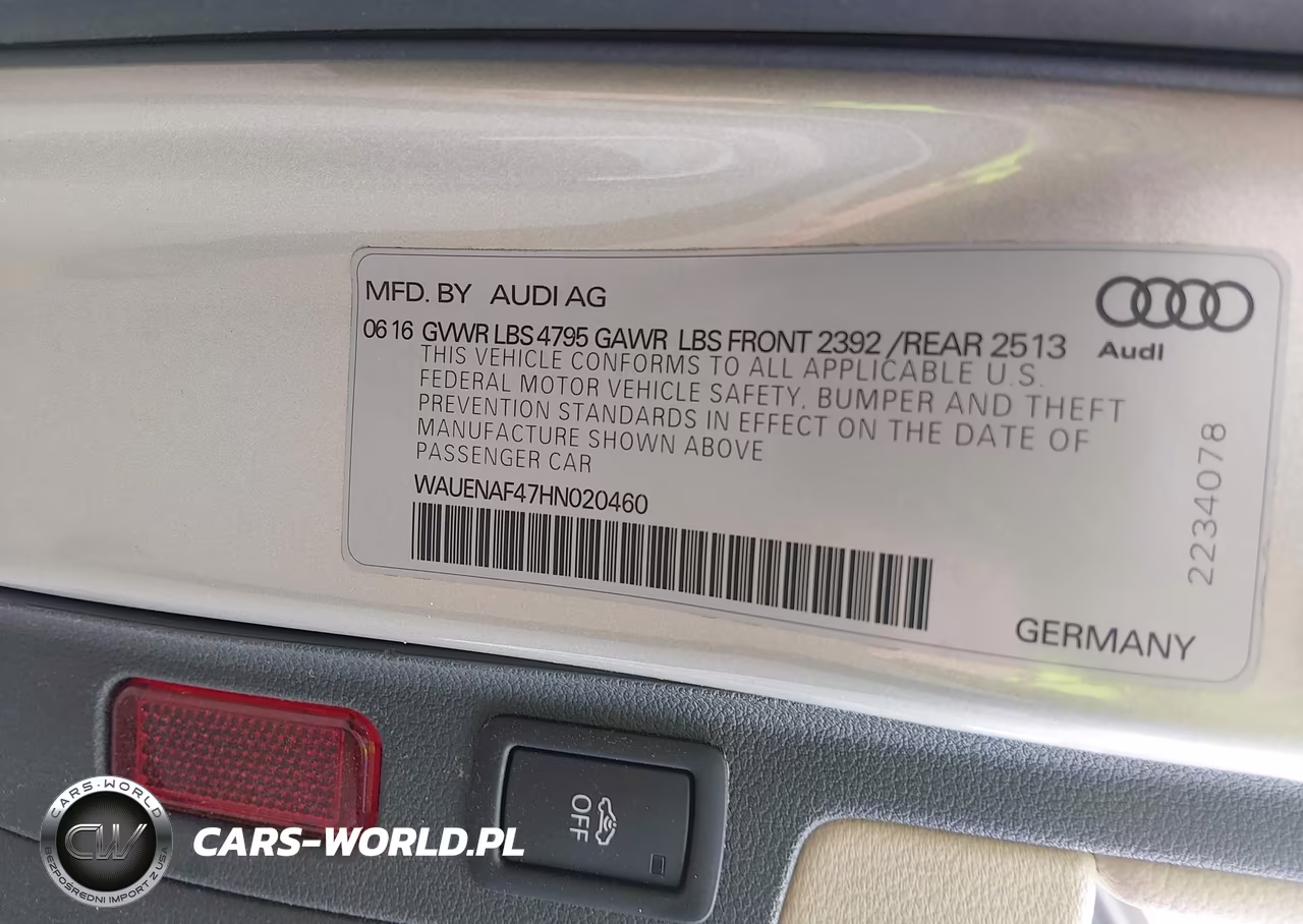 2017 Audi A4 Premium Plus VIN:WAUENAF47HN020460 - 9
