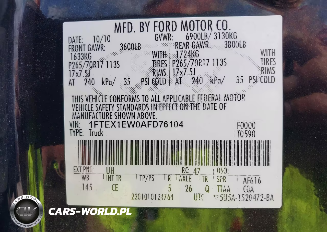 2010 Ford F-150 Stx-Xl VIN:1FTEX1EW0AFD76104 - 9