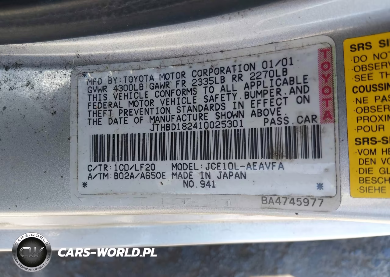2001 Lexus Is 300 VIN:JTHBD182410025301 - 9