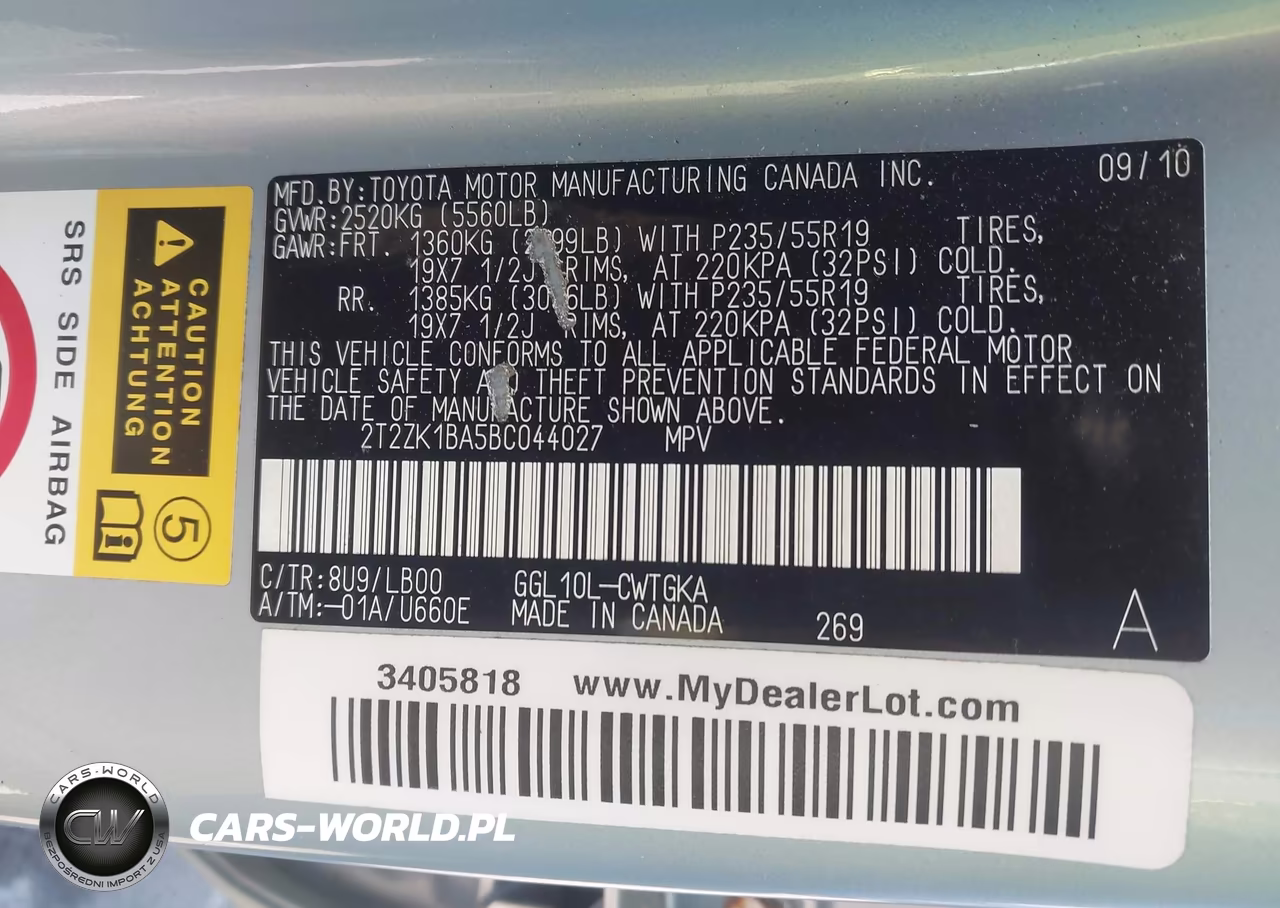 2011 Lexus Rx 350 VIN:2T2ZK1BA5BC044027 - 9