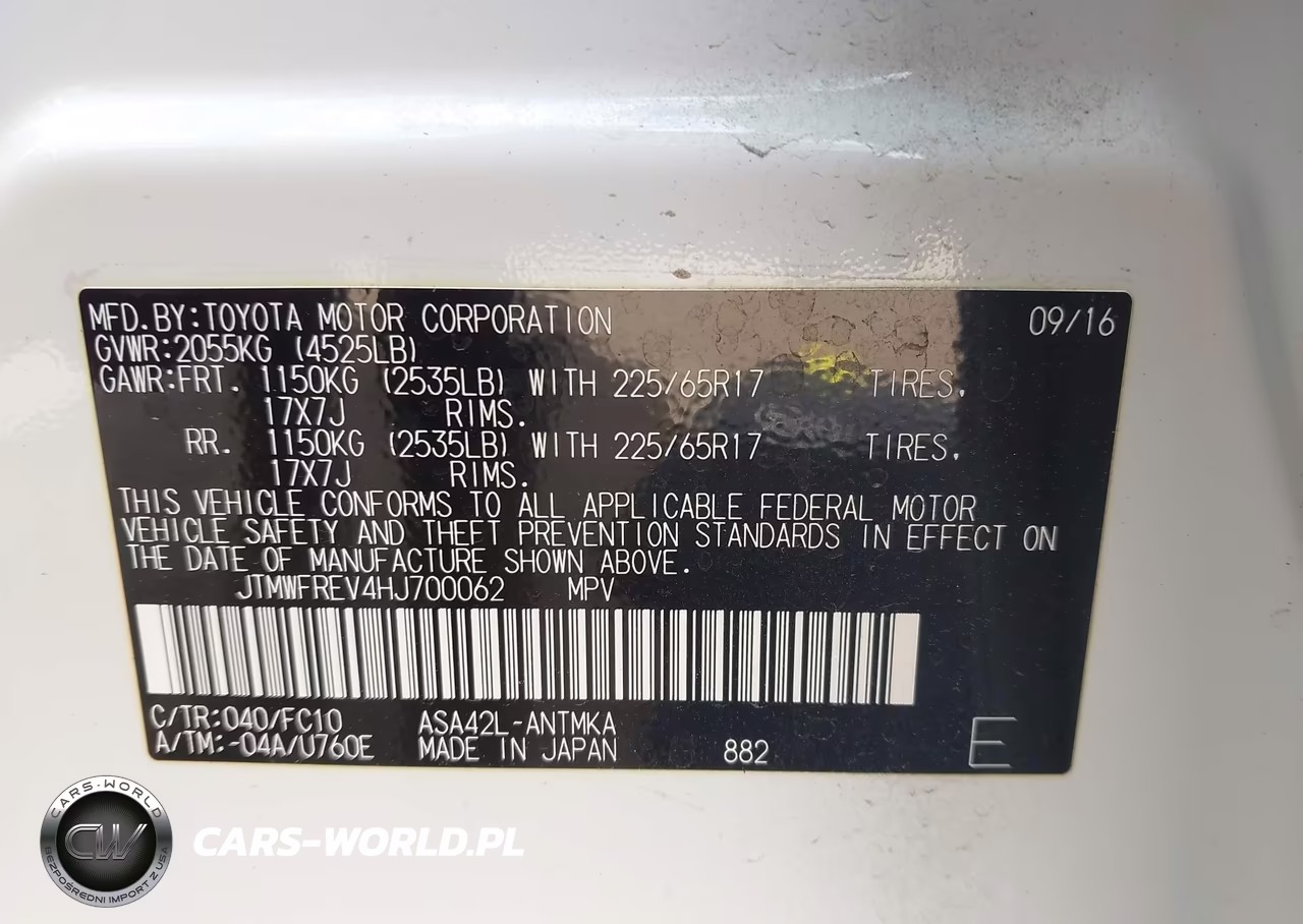 2017 Toyota Rav4 Xle VIN:JTMWFREV4HJ700062 - 9