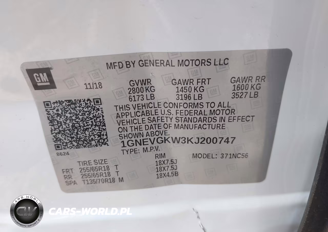2019 Chevrolet Traverse 1Lt VIN:1GNEVGKW3KJ200747 - 9
