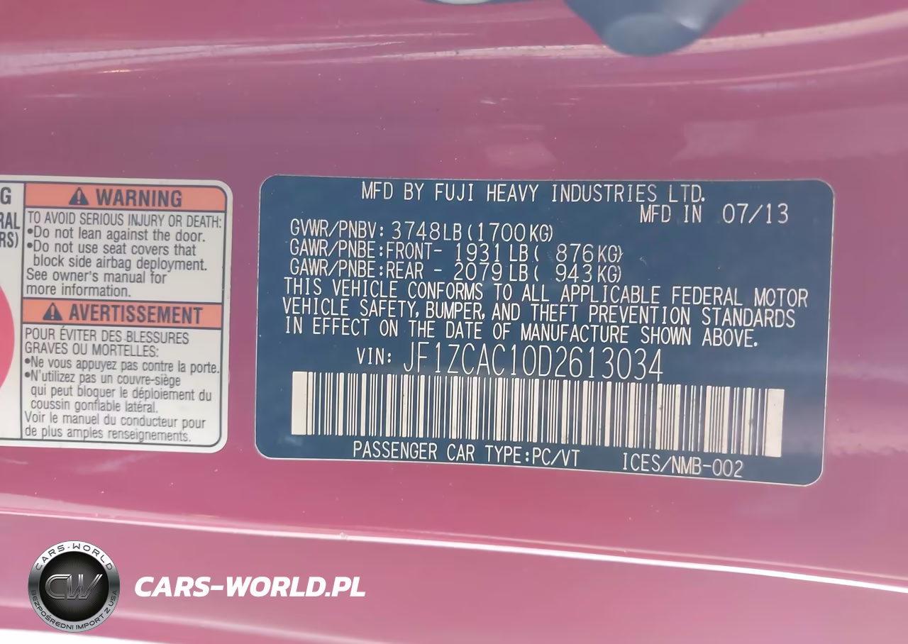2013 Subaru Brz Limited VIN:JF1ZCAC10D2613034 - 9
